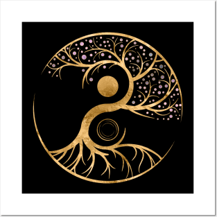 Yin Yang Tree of life - Fluorite and Gold Posters and Art